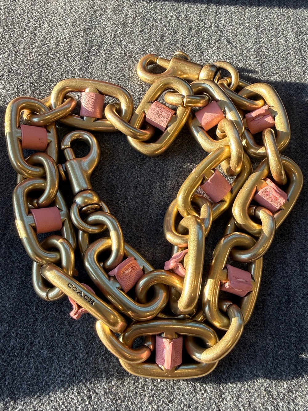 COACH Chain Link Strap Replacement with Pink Accents